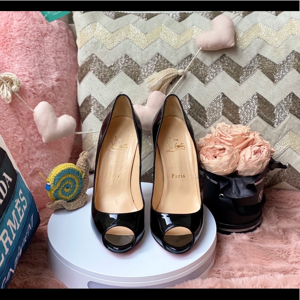 Christian Louboutin Maryl 120 Black patent peeptoe